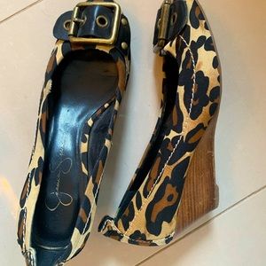 Jessica Simpson Low Wedge Leopard Print Shoes